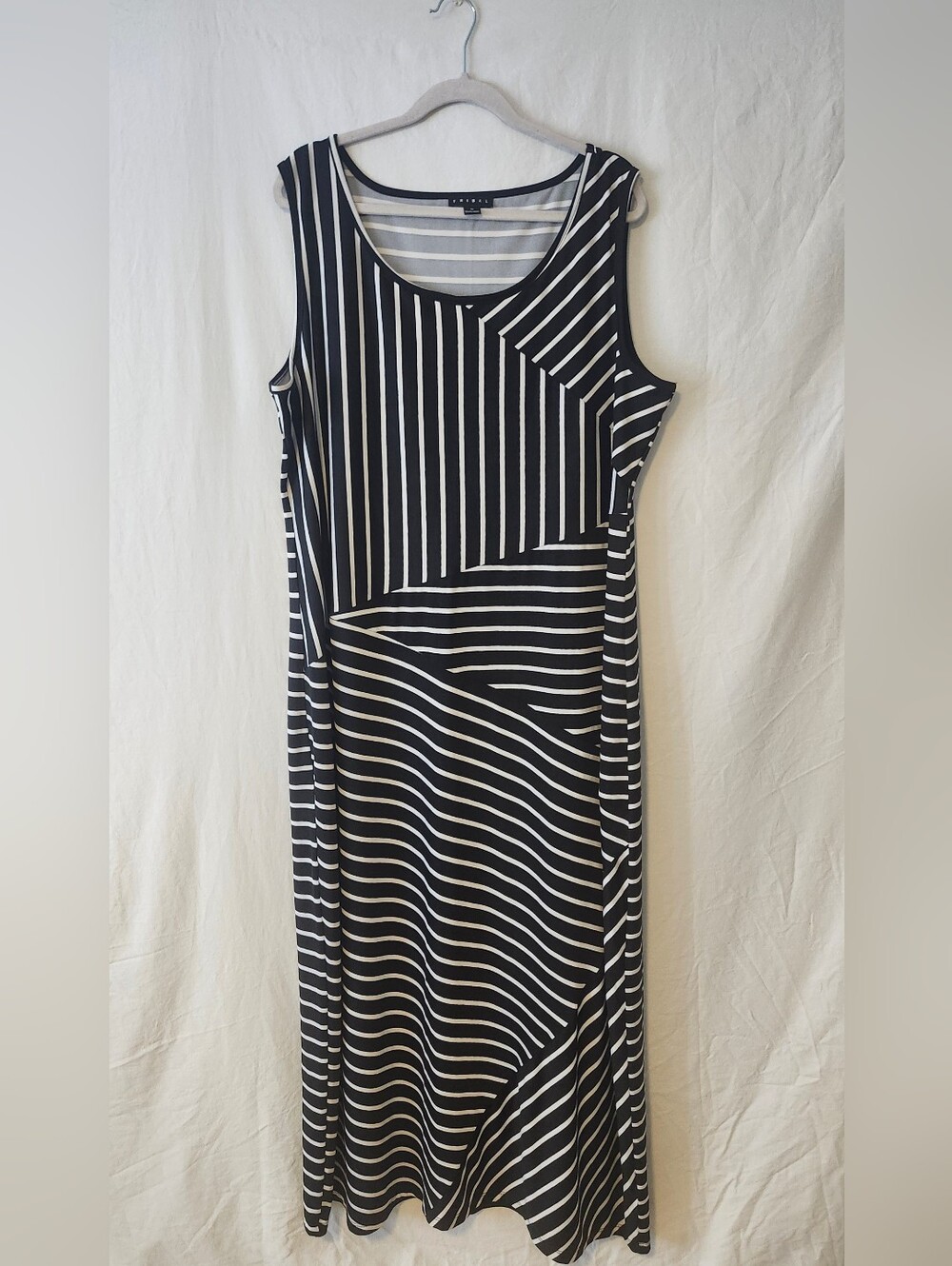 Tribal Black and White Striped Sleeveless Maxi Dress